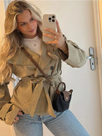 Belted Double-Breasted Trench Coat - Isabella Mae