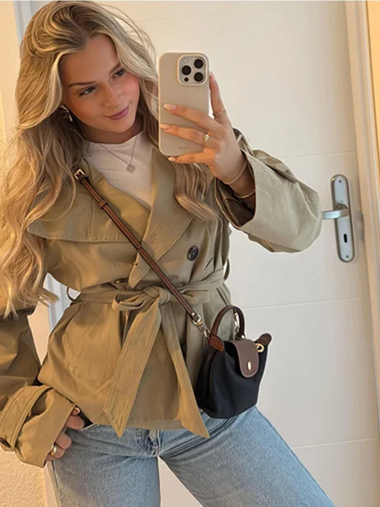 Belted Double-Breasted Trench Coat - Isabella Mae