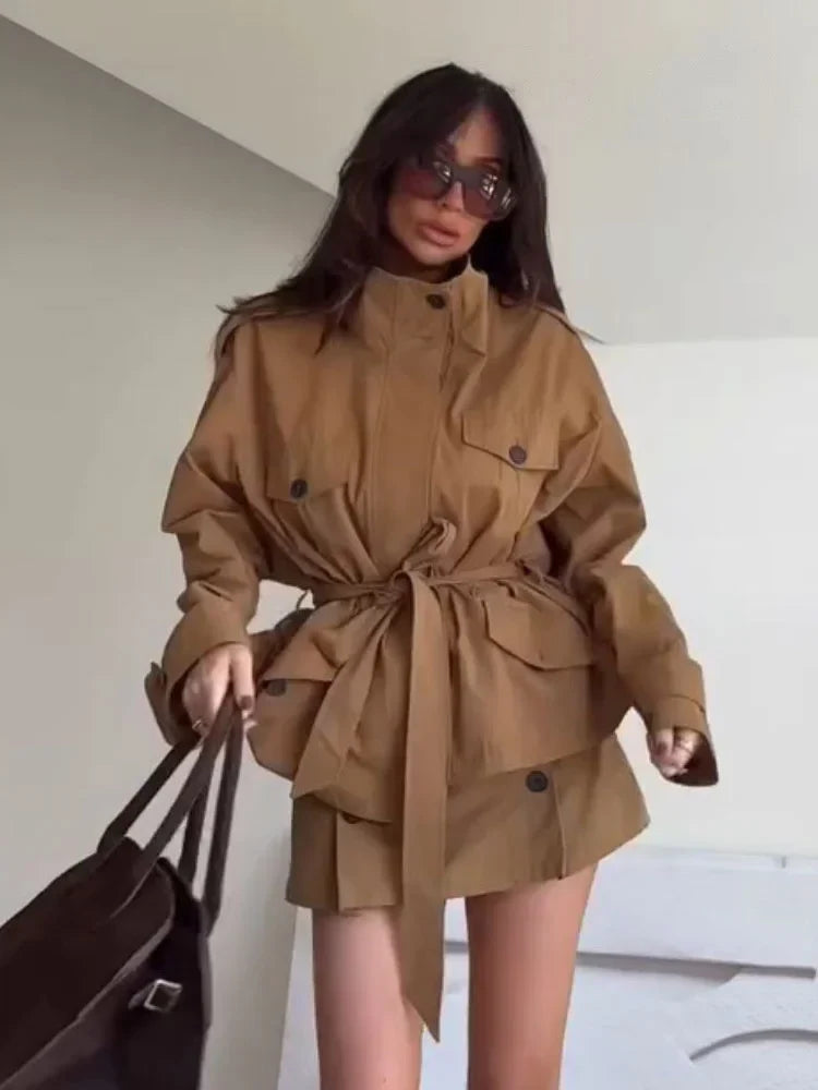 Belted Utility Jacket & Mini Skort Set - Isabella Mae