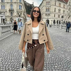Cropped Double-Breasted Trench Jacket