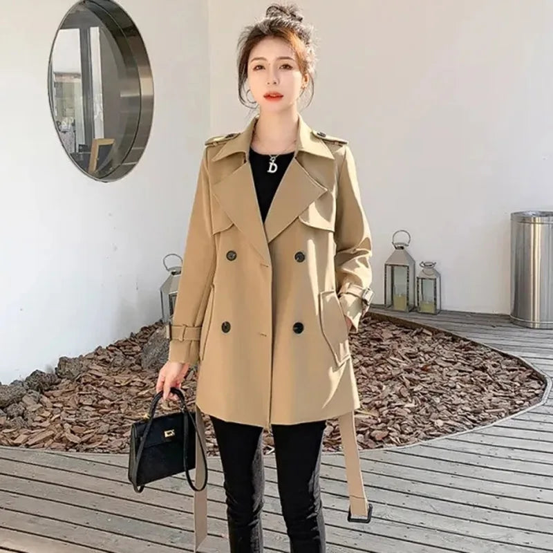 Relaxed Belted Double-Breasted Trench Coat - Isabella Mae