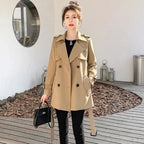 Relaxed Belted Double-Breasted Trench Coat - Isabella Mae