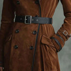 Faux Suede Trench Coat
