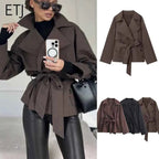 Belted Short Trench Coat