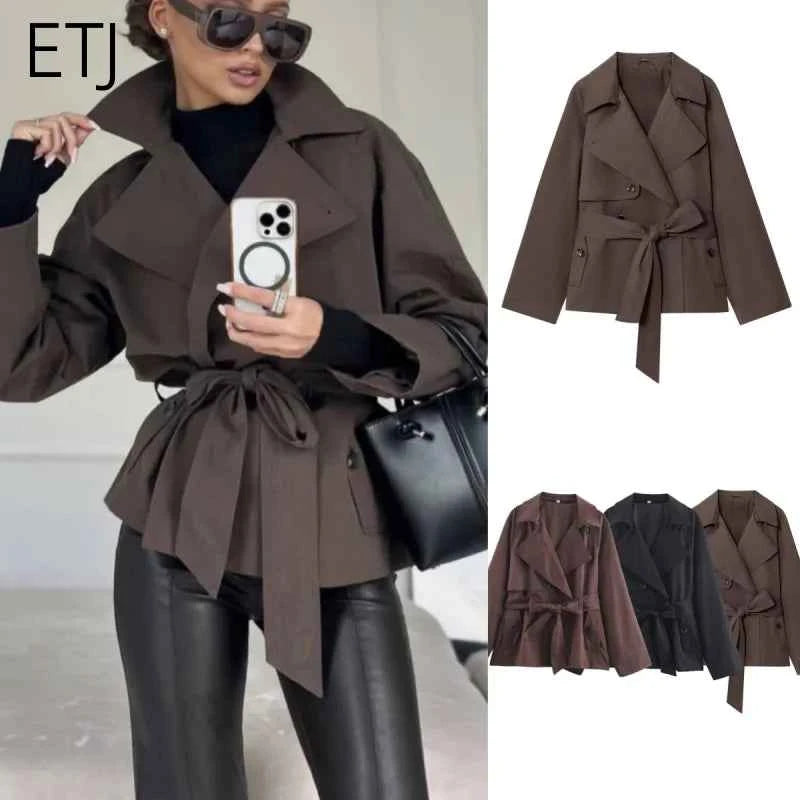 Belted Short Trench Coat