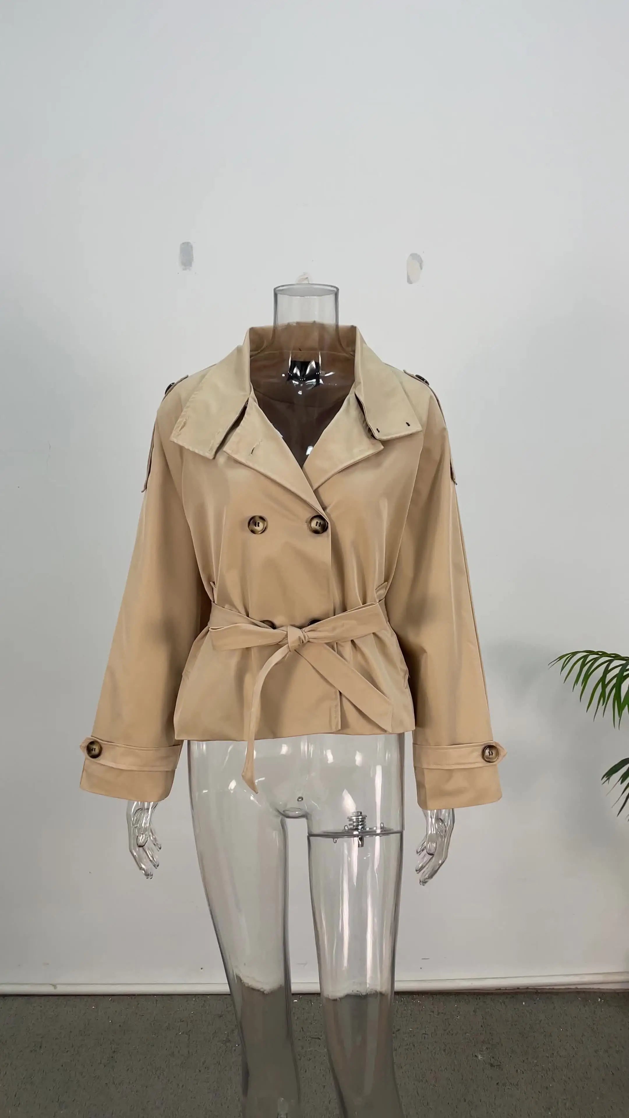 Belted Double-Breasted Trench Coat - Isabella Mae