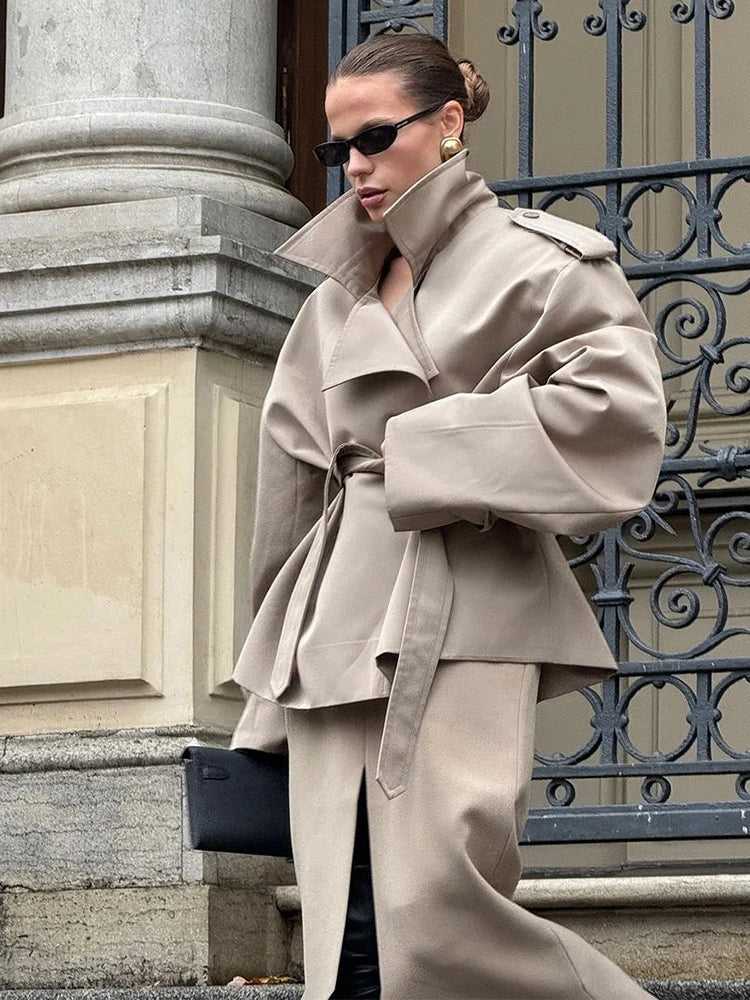 Belted Double-Breasted Trench Jacket - Isabella Mae