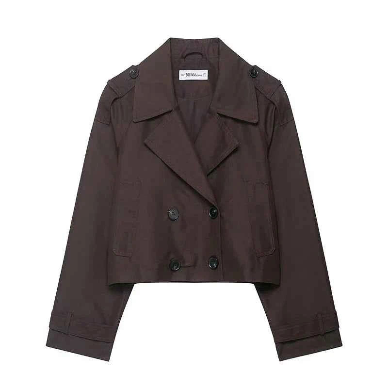Cropped Double-Breasted Trench Jacket