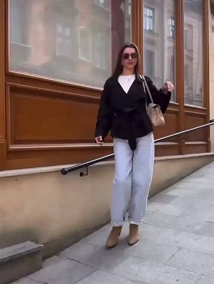 Cropped Belted Trench Jacket - Isabella Mae