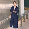 Belted Double-Breasted Long Trench Coat - Isabella Mae