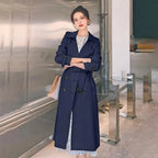 Belted Double-Breasted Long Trench Coat - Isabella Mae