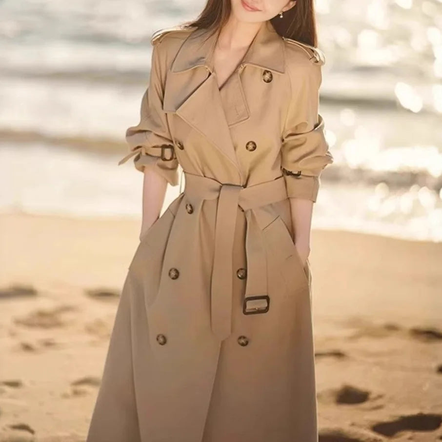 Belted Double-Breasted Trench Coat - Isabella Mae