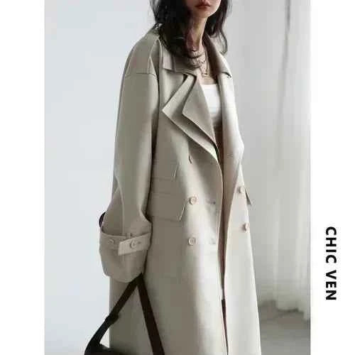 Contrast Lapel Trench Coat