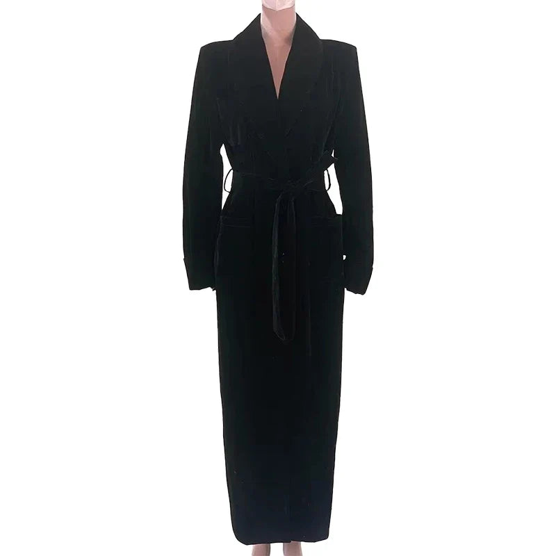 Velvet Belted Trench Coat - Isabella Mae