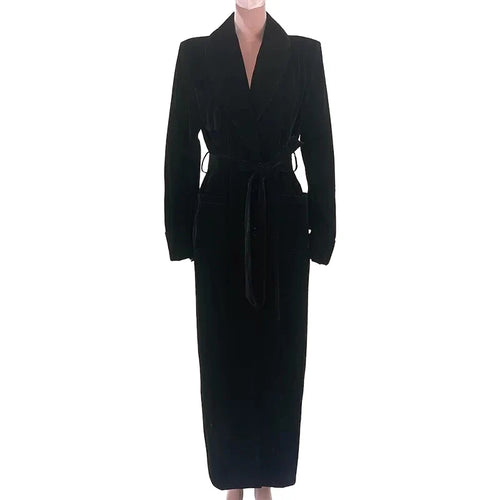 Velvet Belted Trench Coat