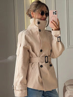 Belted Cropped Trench Jacket - Isabella Mae