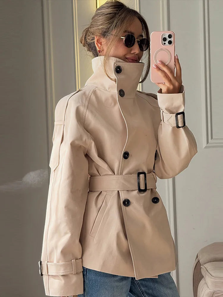 Belted Cropped Trench Jacket - Isabella Mae