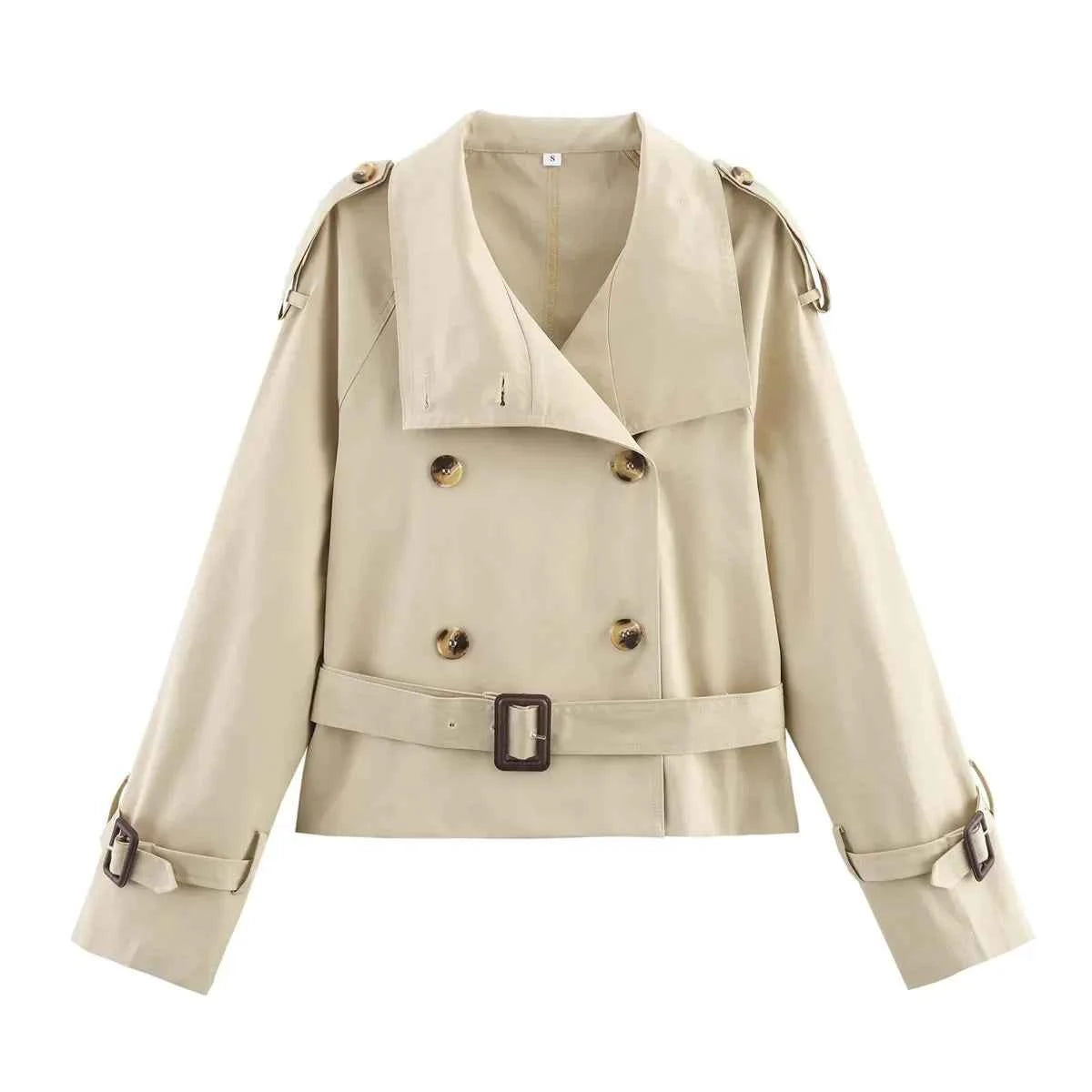 Cropped Double-Breasted Trench Coat