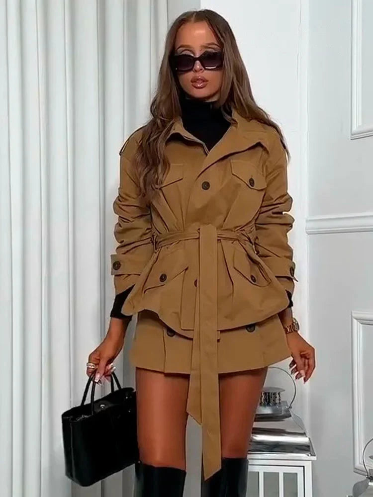Belted Utility Jacket & Mini Skort Set - Isabella Mae