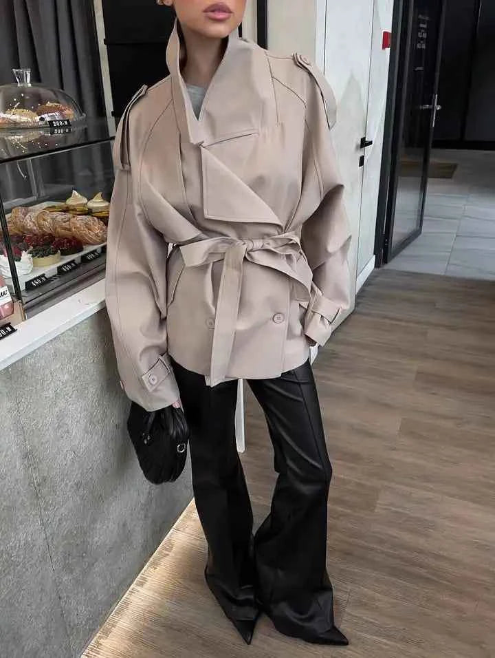 Belted Cropped Trench Coat