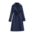 Belted Double-Breasted Long Trench Coat - Isabella Mae