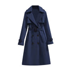Belted Double-Breasted Long Trench Coat - Isabella Mae