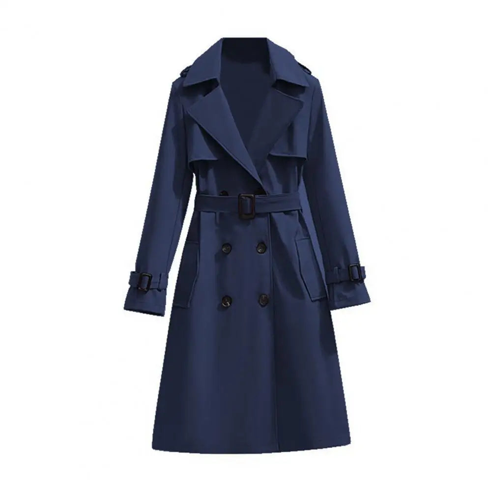 Belted Double-Breasted Long Trench Coat - Isabella Mae