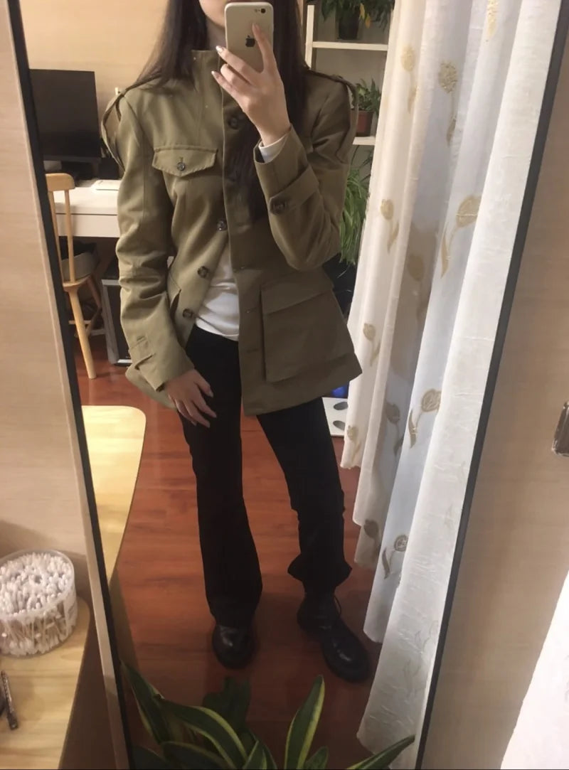 Military Stand Collar Field Jacket - Isabella Mae