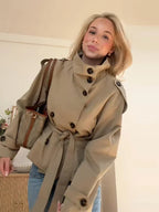 Belted Double-Breasted Trench Coat - Isabella Mae