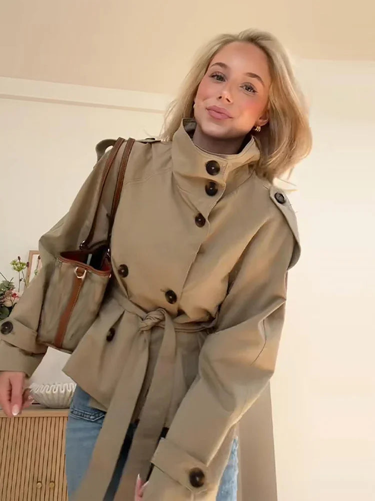 Belted Double-Breasted Trench Coat - Isabella Mae