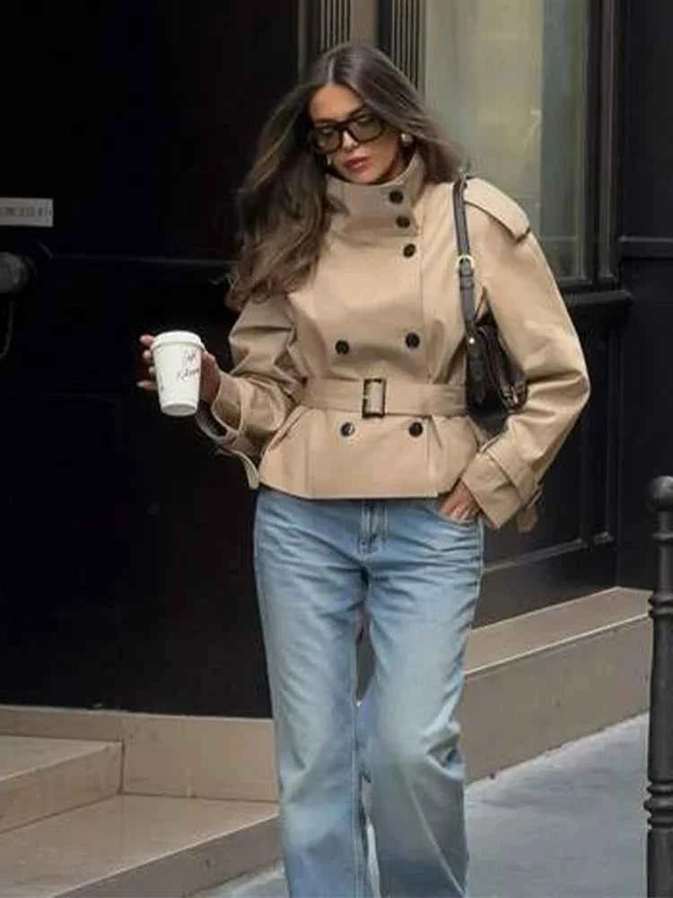 Belted Cropped Trench Coat