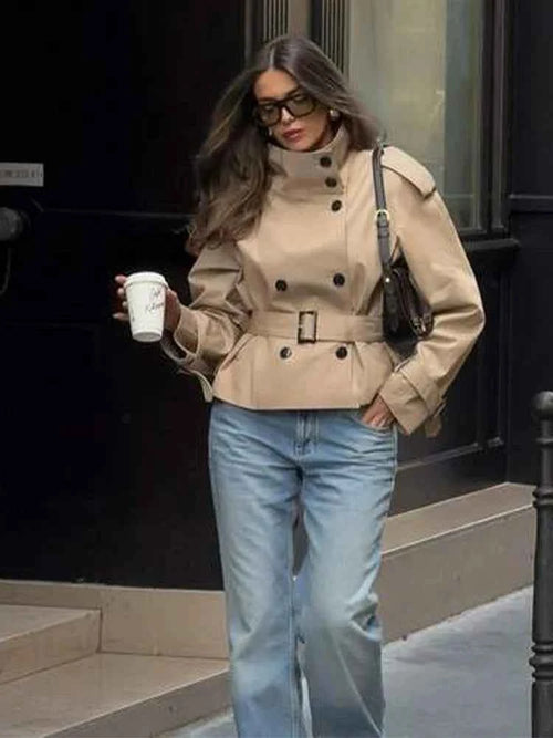 Belted Cropped Trench Coat
