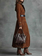 Faux Suede Trench Coat