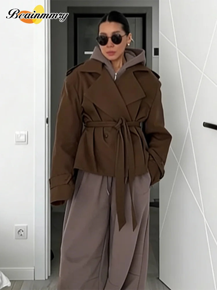 Belted Double-Breasted Trench Jacket - Isabella Mae