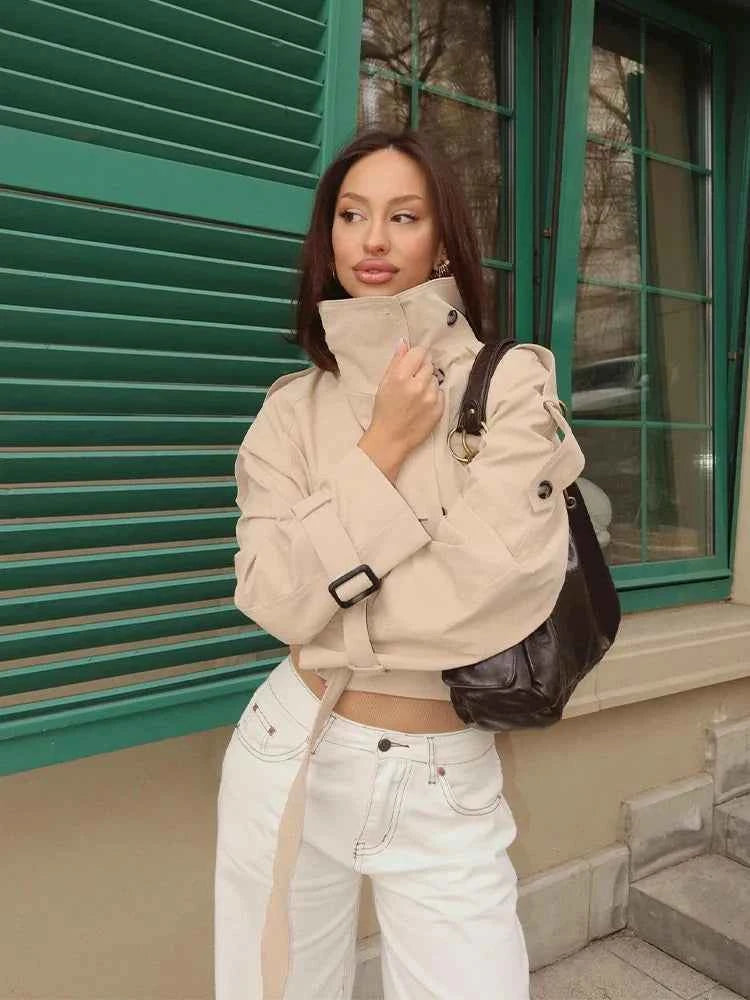 Belted Cropped Trench Coat