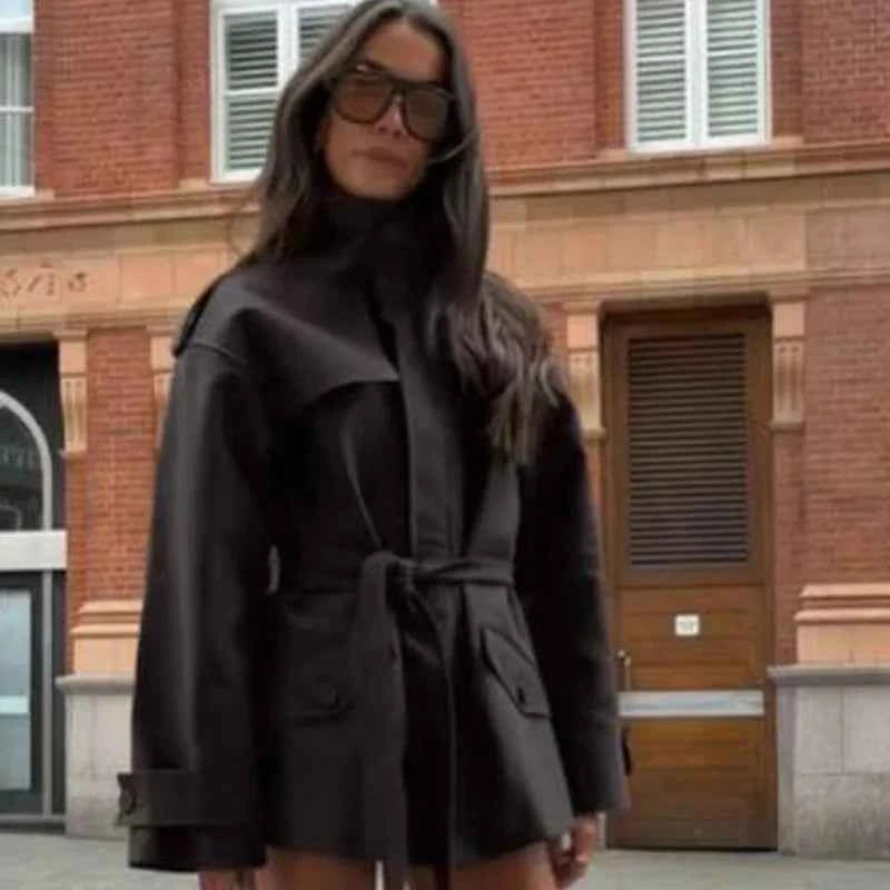 Belted Short Trench Jacket