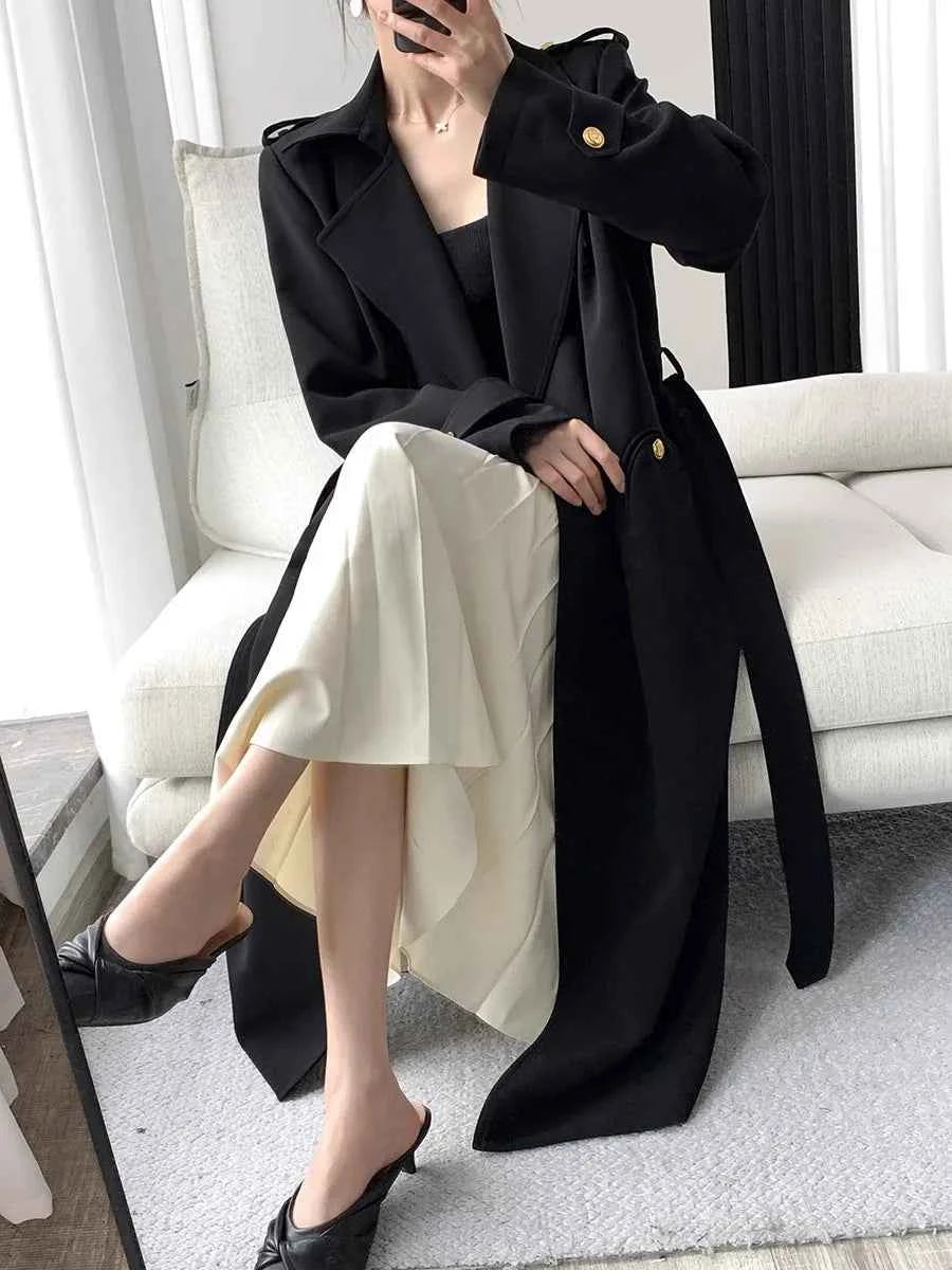 Gold Button Trench Coat