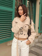 Belted Cropped Trench Coat