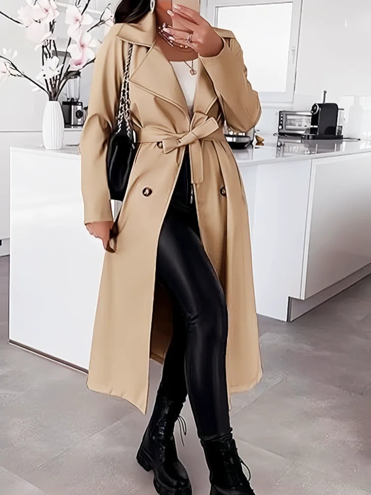 Double-Breasted Belted Trench Coat - Isabella Mae