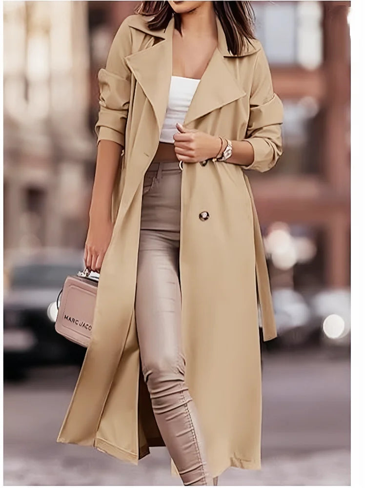 Double-Breasted Belted Trench Coat - Isabella Mae