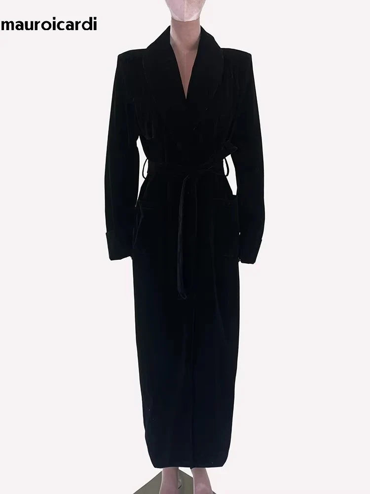 Velvet Belted Trench Coat - Isabella Mae