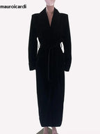 Velvet Belted Trench Coat - Isabella Mae