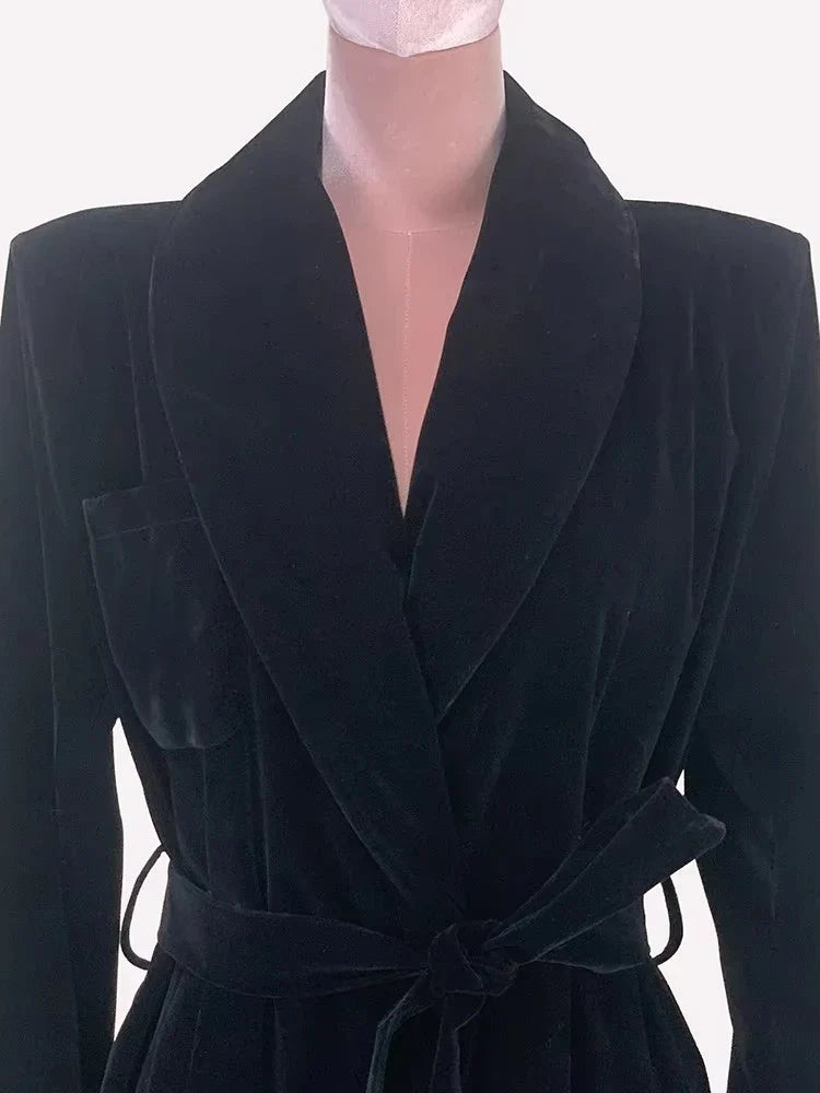 Velvet Belted Trench Coat - Isabella Mae