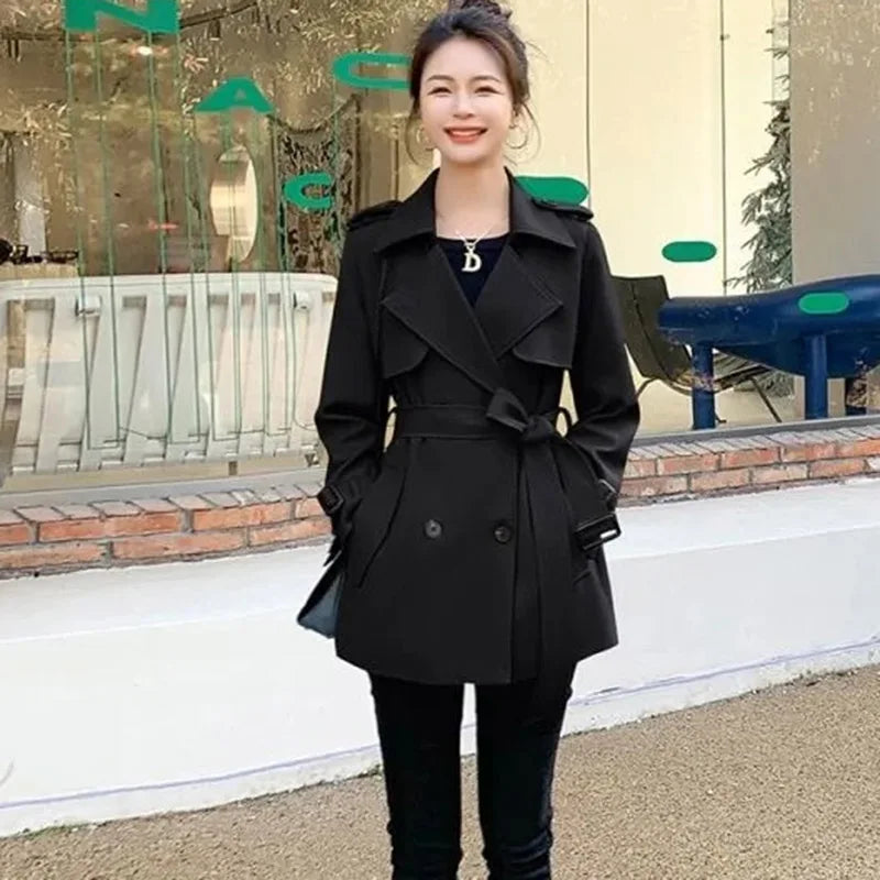 Relaxed Belted Double-Breasted Trench Coat - Isabella Mae
