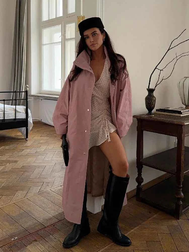 Longline Stand Collar Trench Coat