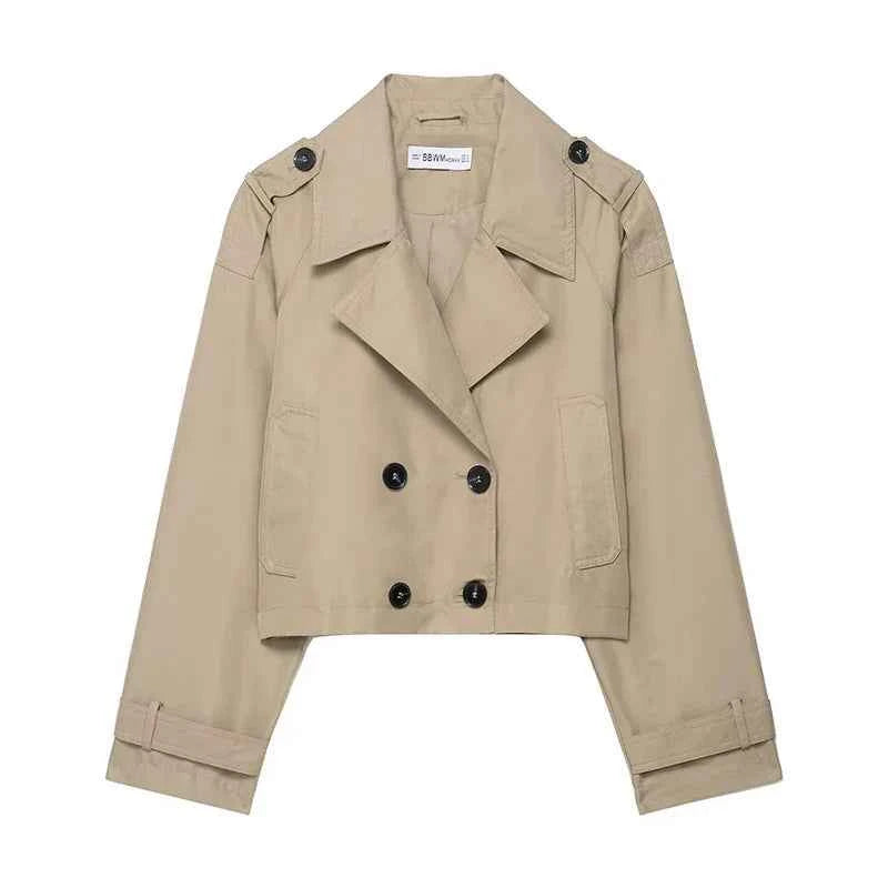 Cropped Double-Breasted Trench Jacket