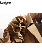 Ruffled Shoulder Belted Trench Coat - Isabella Mae