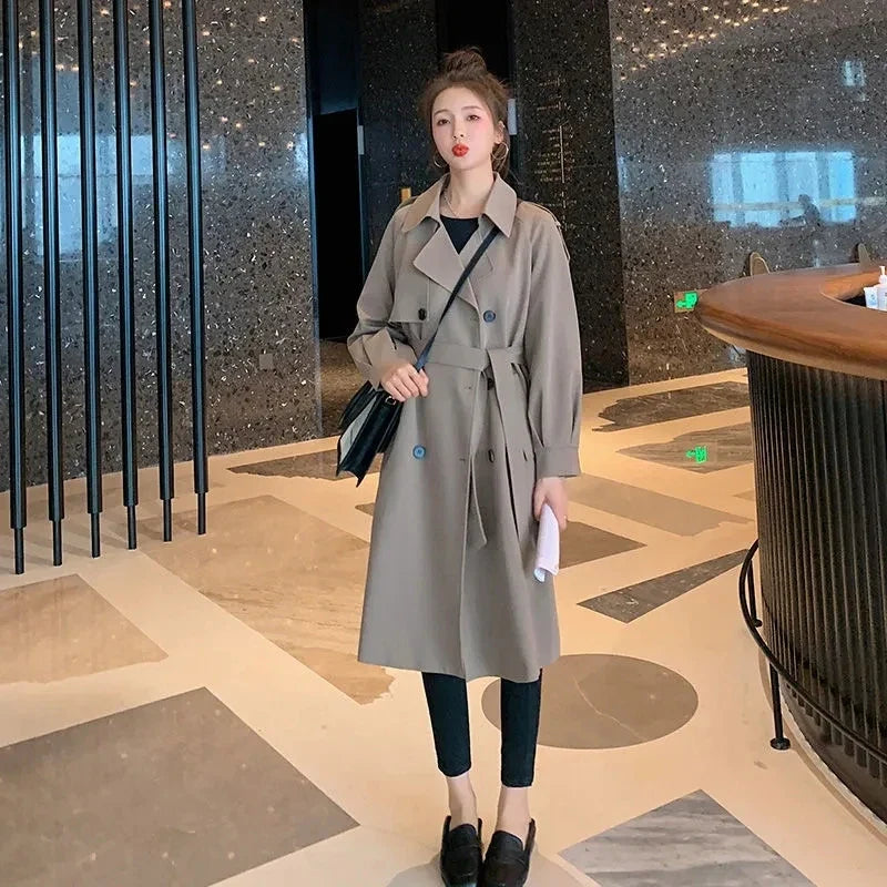 Belted Double-Breasted Trench Coat - Isabella Mae