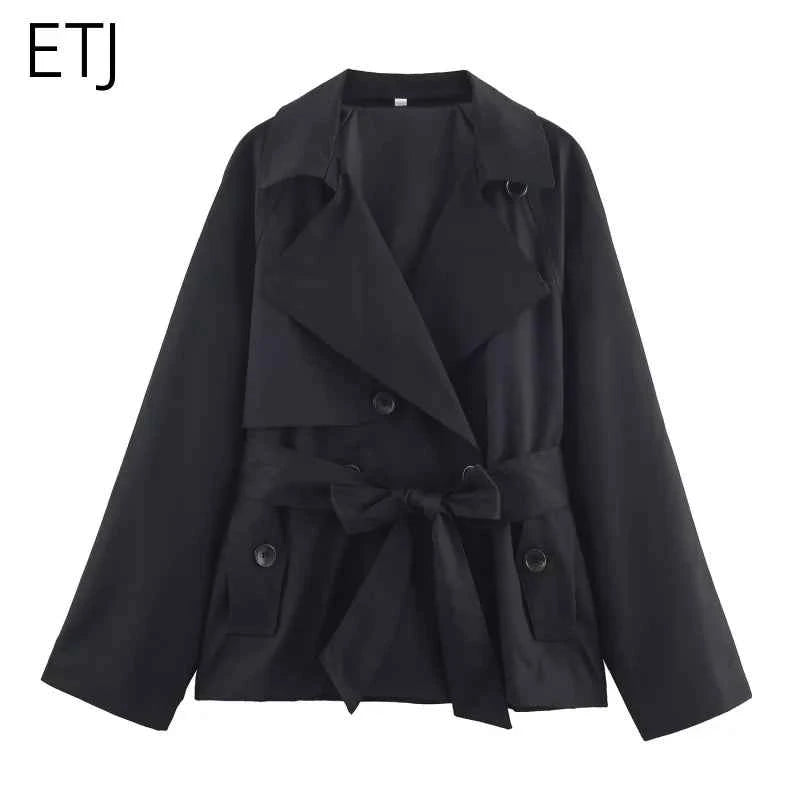 Belted Short Trench Coat