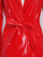 Wet-Look Belted Trench Coat - Isabella Mae